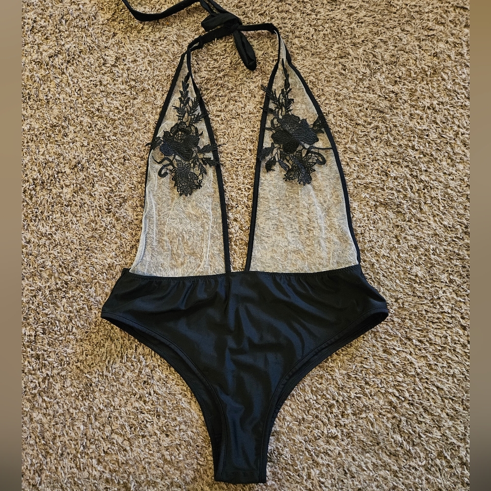 IHeartRaves- sheer halter bodysuit